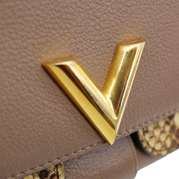 LOUIS VUITTON Very Chain Python Calfskin Leather Shoulder Bag Taupe