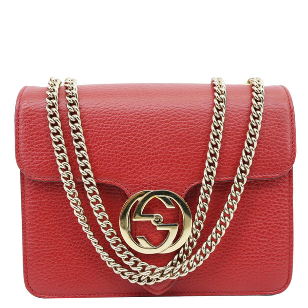 GUCCI Interlocking GG Small Dollar Calfskin Leather Crossbody Bag Red 510304