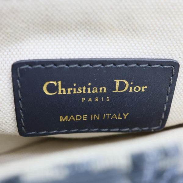 CHRISTIAN DIOR Saddle Oblique Jacquard Satchel Bag Navy Blue