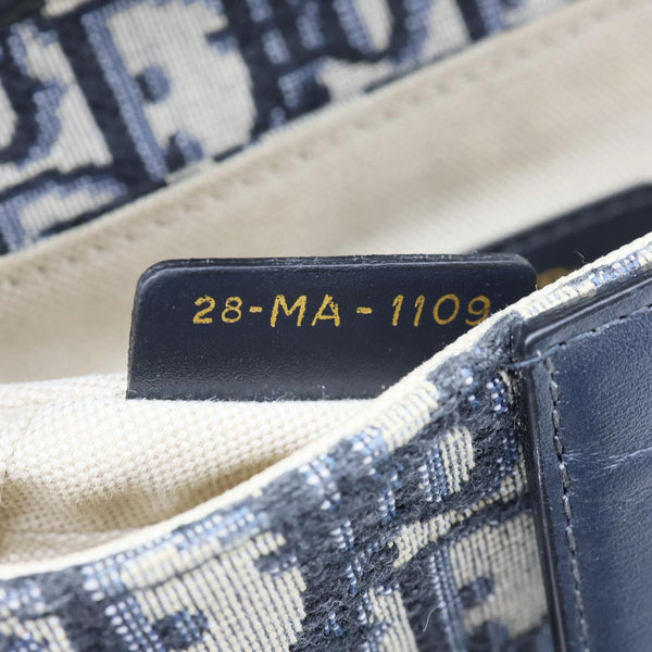 CHRISTIAN DIOR Saddle Oblique Jacquard Satchel Bag Navy Blue