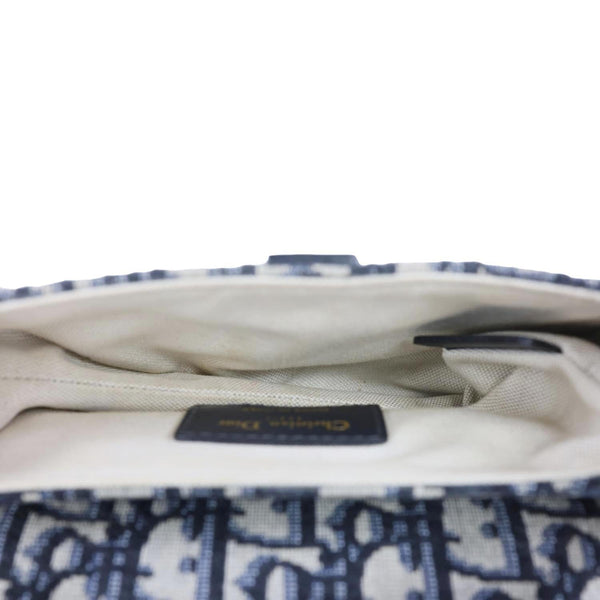 CHRISTIAN DIOR Saddle Oblique Jacquard Satchel Bag Navy Blue