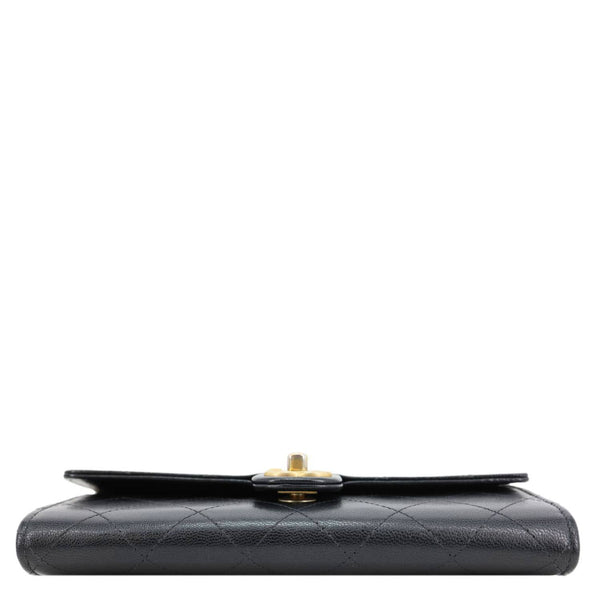CHANEL Chic Pearls Quilted Goatskin  Leather Clutch On Chain Black
