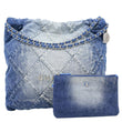 CHANEL 22 Quilted Denim Shoulder Bag Blue