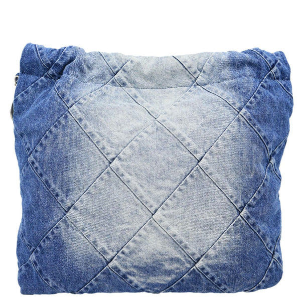 CHANEL 22 Quilted Denim Shoulder Bag Blue