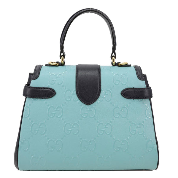 GUCCI Small GG Leather Top Handle Shoulder Bag Blue 675791