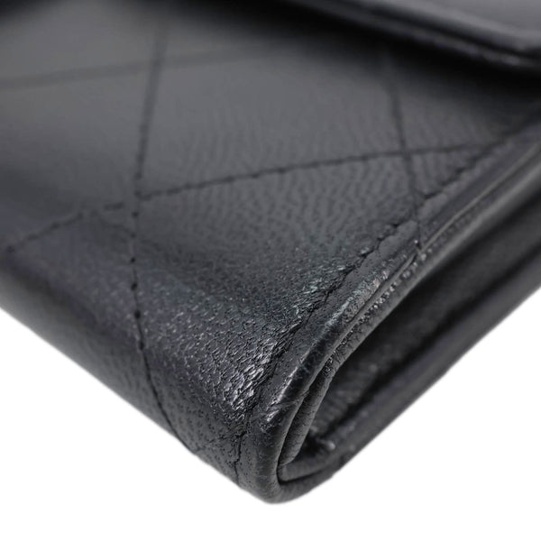 CHANEL Chic Pearls Quilted Goatskin  Leather Clutch On Chain Black