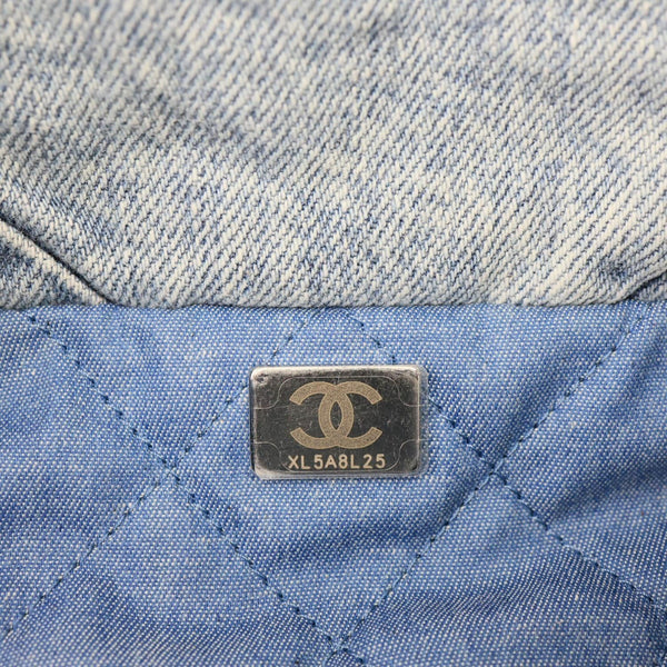 CHANEL 22 Quilted Denim Shoulder Bag Blue
