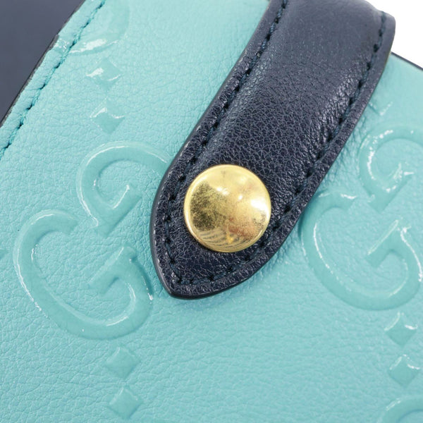 GUCCI Small GG Leather Top Handle Shoulder Bag Blue 675791