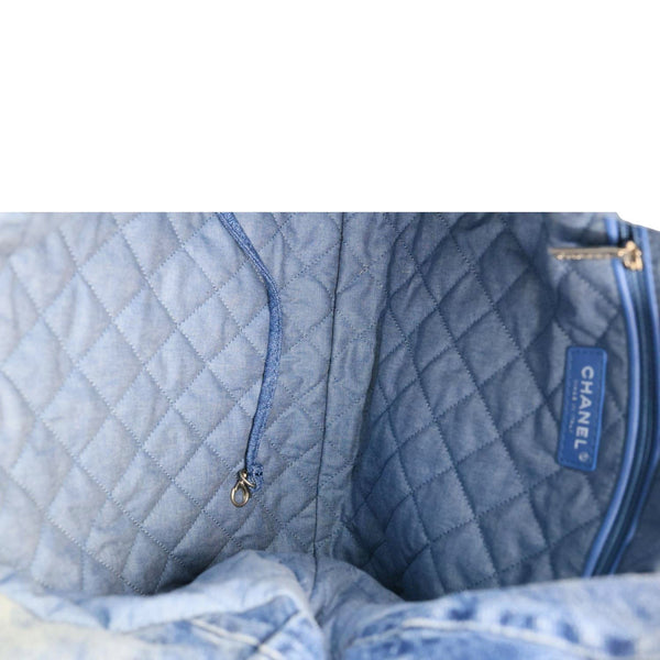 CHANEL 22 Quilted Denim Shoulder Bag Blue
