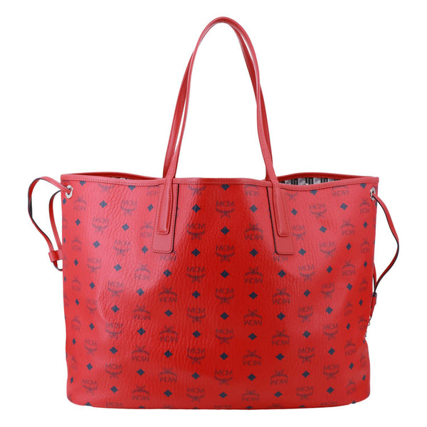 MCM Reversible Liz Large Visetos Canvas Shopper Tote Bag Red
