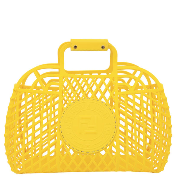 FENDI FF Logo Plastic Basket Satchel Bag Yellow