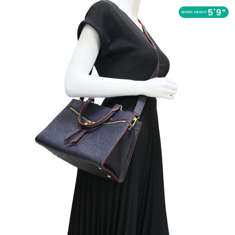 LOUIS VUITTON Sully PM Monogram Empreinte Leather Shoulder Bag Marine Rouge