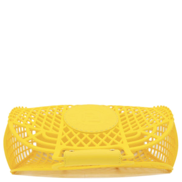 FENDI FF Logo Plastic Basket Satchel Bag Yellow