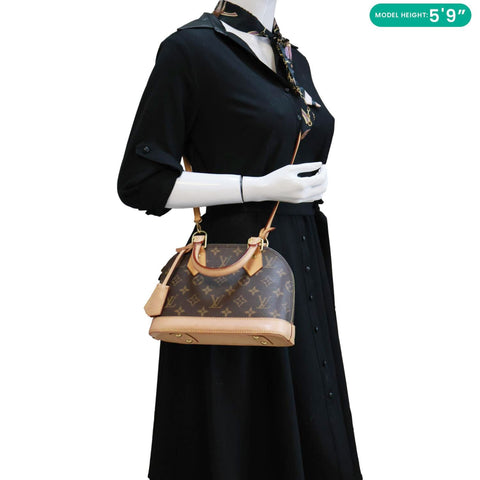 LOUIS VUITTON Alma BB Monogram Canvas Crossbody Bag Brown