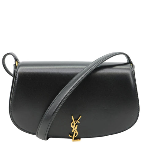 YVES SAINT LAURENT Voltaire Calfskin Leather Shoulder Bag Black