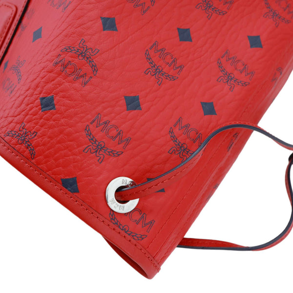 MCM Reversible Liz Large Visetos Canvas Shopper Tote Bag Red