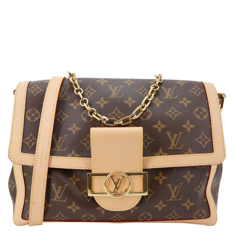 LOUIS VUITTON Dauphine Soft GM Monogram Canvas Shoulder Bag Brown