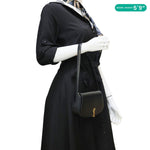 YVES SAINT LAURENT Voltaire Calfskin Leather Shoulder Bag Black