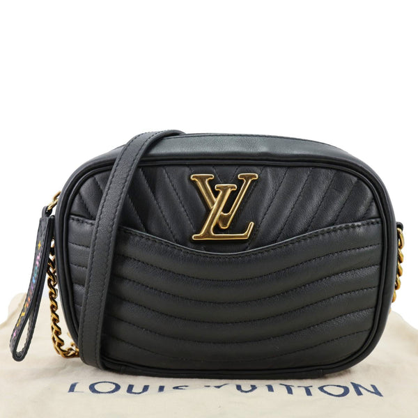 LOUIS VUITTON New Wave Quilted Leather Camera Crossbody Bag Black