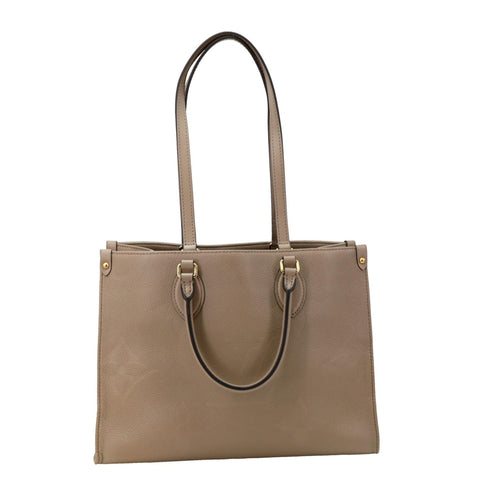 LOUIS VUITTON Onthego MM Giant Monogram Empreinte Leather Tote Bag Beige