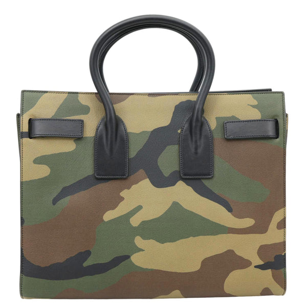 YVES SAINT LAURENT Sac de Jour Small Camouflage Calfskin Leather Tote Bag Kaki