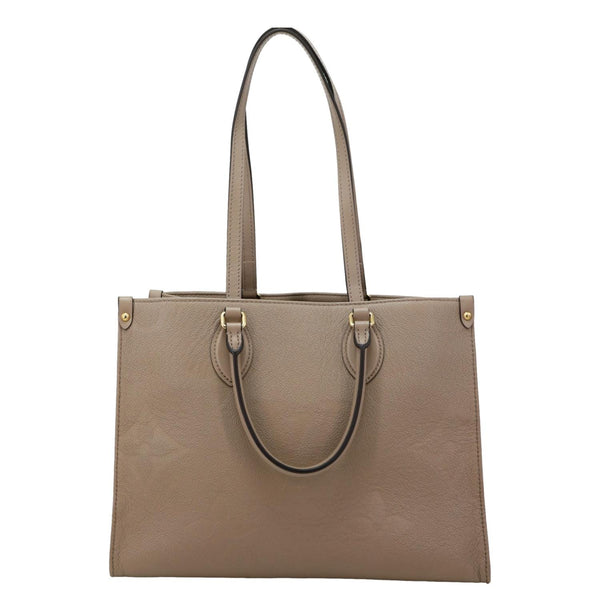LOUIS VUITTON Onthego MM Giant Monogram Empreinte Leather Tote Bag Beige