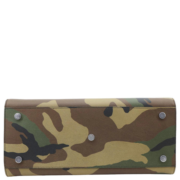 YVES SAINT LAURENT Sac de Jour Small Camouflage Calfskin Leather Tote Bag Kaki