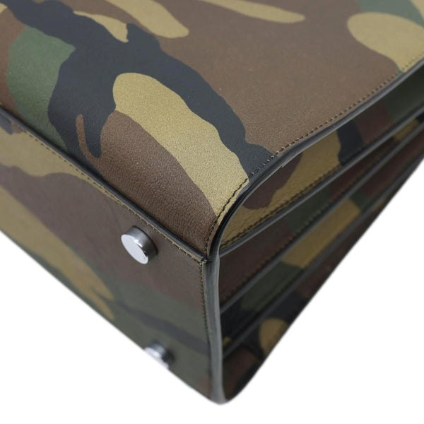 YVES SAINT LAURENT Sac de Jour Small Camouflage Calfskin Leather Tote Bag Kaki