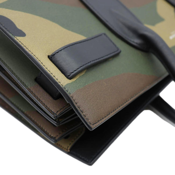 YVES SAINT LAURENT Sac de Jour Small Camouflage Calfskin Leather Tote Bag Kaki