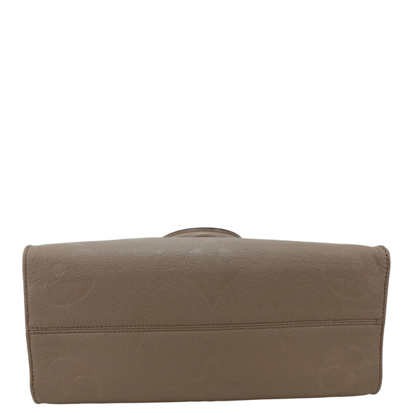 LOUIS VUITTON Onthego MM Giant Monogram Empreinte Leather Tote Bag Beige