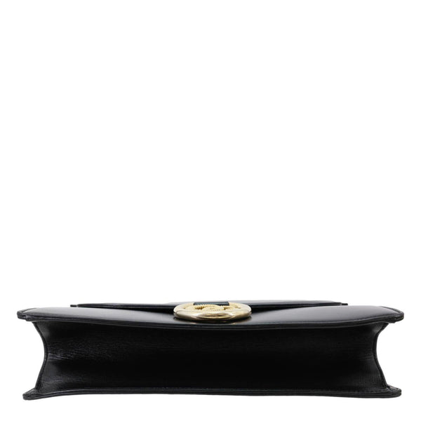 GUCCI Torchon GG Ring Medium Leather Shoulder Bag Black 589471