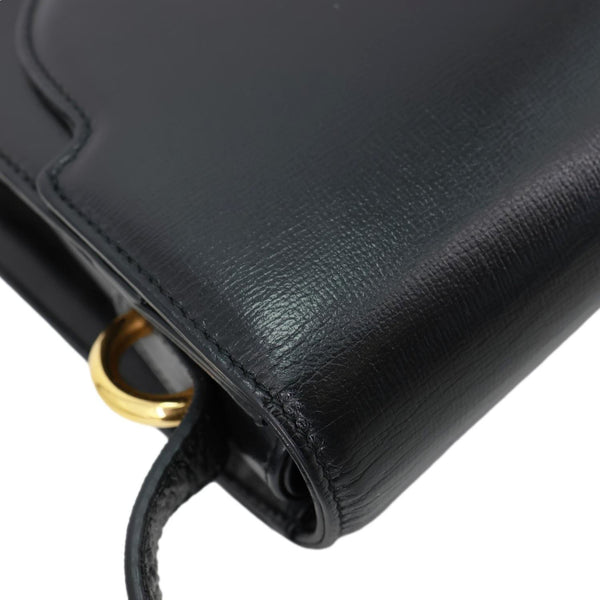 GUCCI Torchon GG Ring Medium Leather Shoulder Bag Black 589471