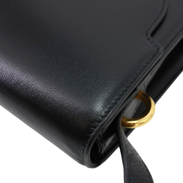 GUCCI Torchon GG Ring Medium Leather Shoulder Bag Black 589471