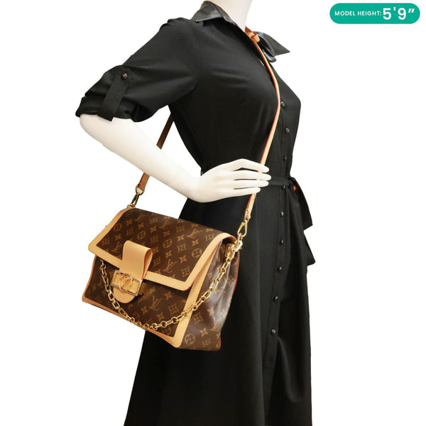 LOUIS VUITTON Dauphine Soft GM Monogram Canvas Shoulder Bag Brown