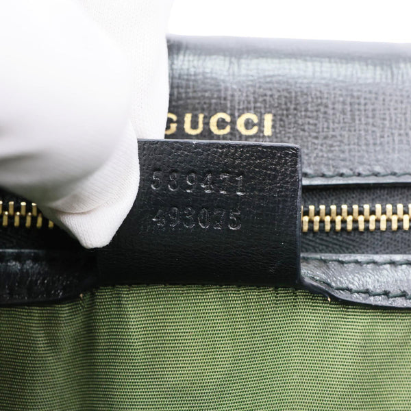 GUCCI Torchon GG Ring Medium Leather Shoulder Bag Black 589471