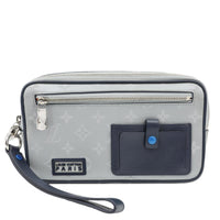 LOUIS VUITTON Satellite Alpha Monogram Canvas Clutch Bag Silver