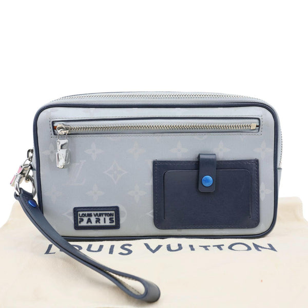 LOUIS VUITTON Satellite Alpha Monogram Canvas Clutch Bag Silver