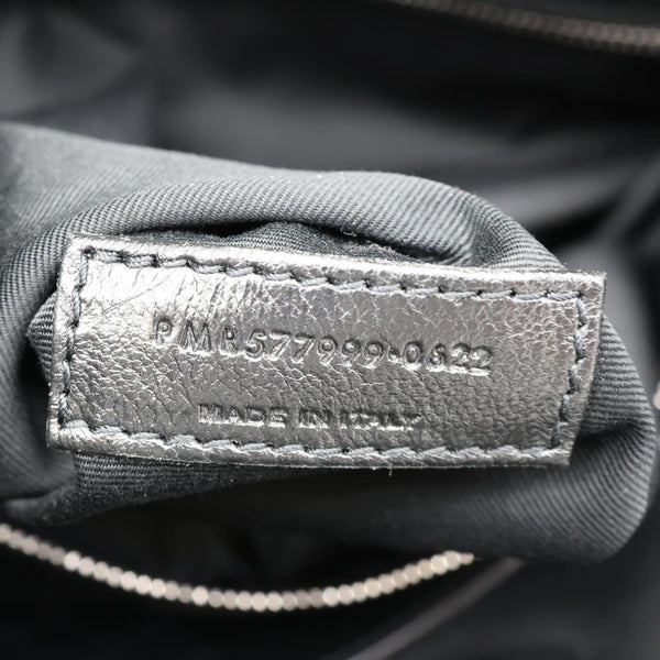 YVES SAINT LAURENT Niki  Crinkle Leather Shopper Tote Bag Black