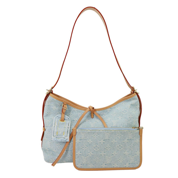 LOUIS VUITTON CarryAll PM Monogram Denim Shoulder Bag Sky Blue