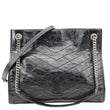 YVES SAINT LAURENT Niki  Crinkle Leather Shopper Tote Bag Black