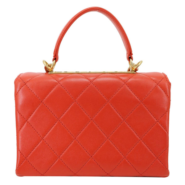 CHANEL Trendy Spirit CC Small Quilted Lambskin Leather Top Handle Shoulder Bag Red