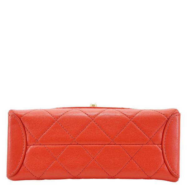 CHANEL Trendy Spirit CC Small Quilted Lambskin Leather Top Handle Shoulder Bag Red