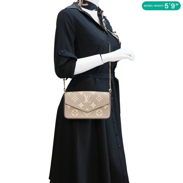 LOUIS VUITTON Felicie Pochette Giant Monogram Empreinte Crossbody Bag Bicolor