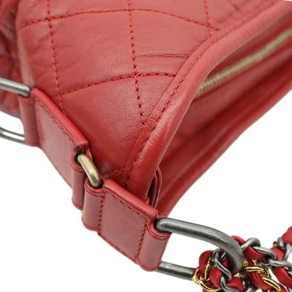 CHANEL Gabrielle Aged Calfskin Quilted Leather Crossbody Bag Red