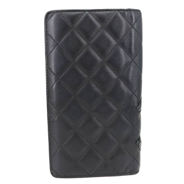 CHANEL CC Cambon Quilted Calfskin Leather Wallet Black