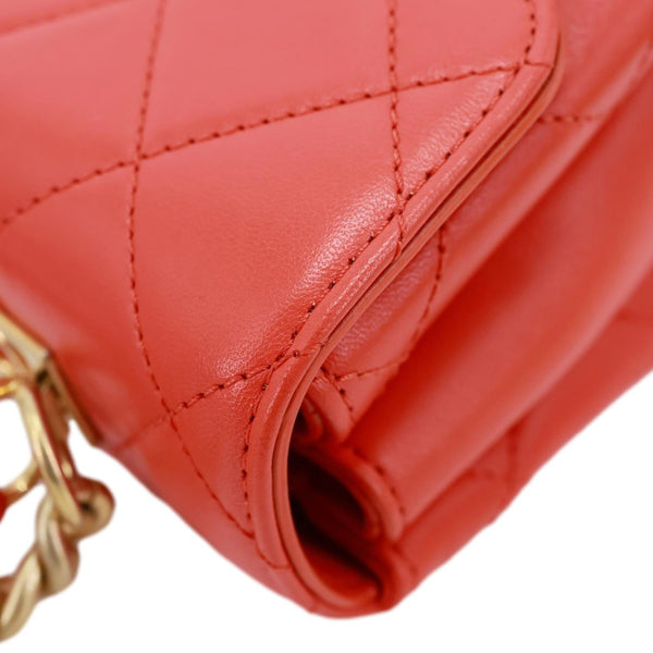 CHANEL Trendy Spirit CC Small Quilted Lambskin Leather Top Handle Shoulder Bag Red