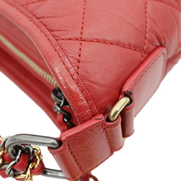 CHANEL Gabrielle Aged Calfskin Quilted Leather Crossbody Bag Red
