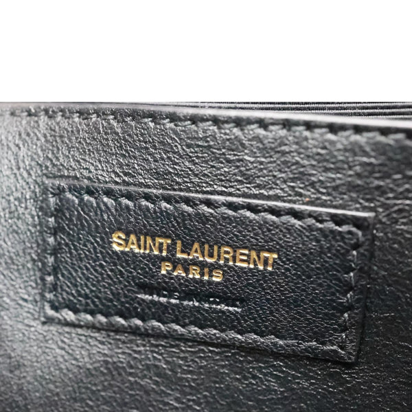YVES SAINT LAURENT Envelope Polka Dot Chevron Leather Crossbody Bag Black