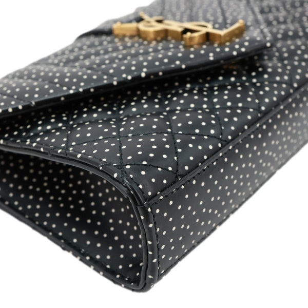 YVES SAINT LAURENT Envelope Polka Dot Chevron Leather Crossbody Bag Black