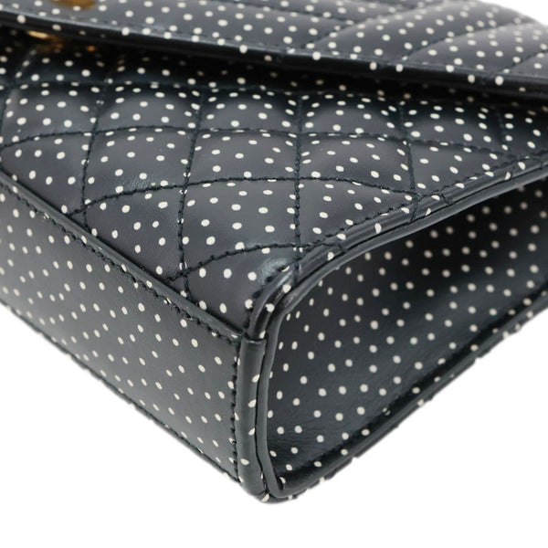YVES SAINT LAURENT Envelope Polka Dot Chevron Leather Crossbody Bag Black